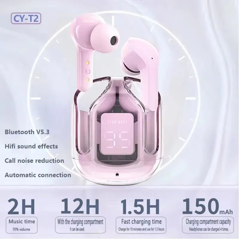 Audífonos Bluetooth T2 – Sonido Estéreo, Pantalla LED y Micrófono