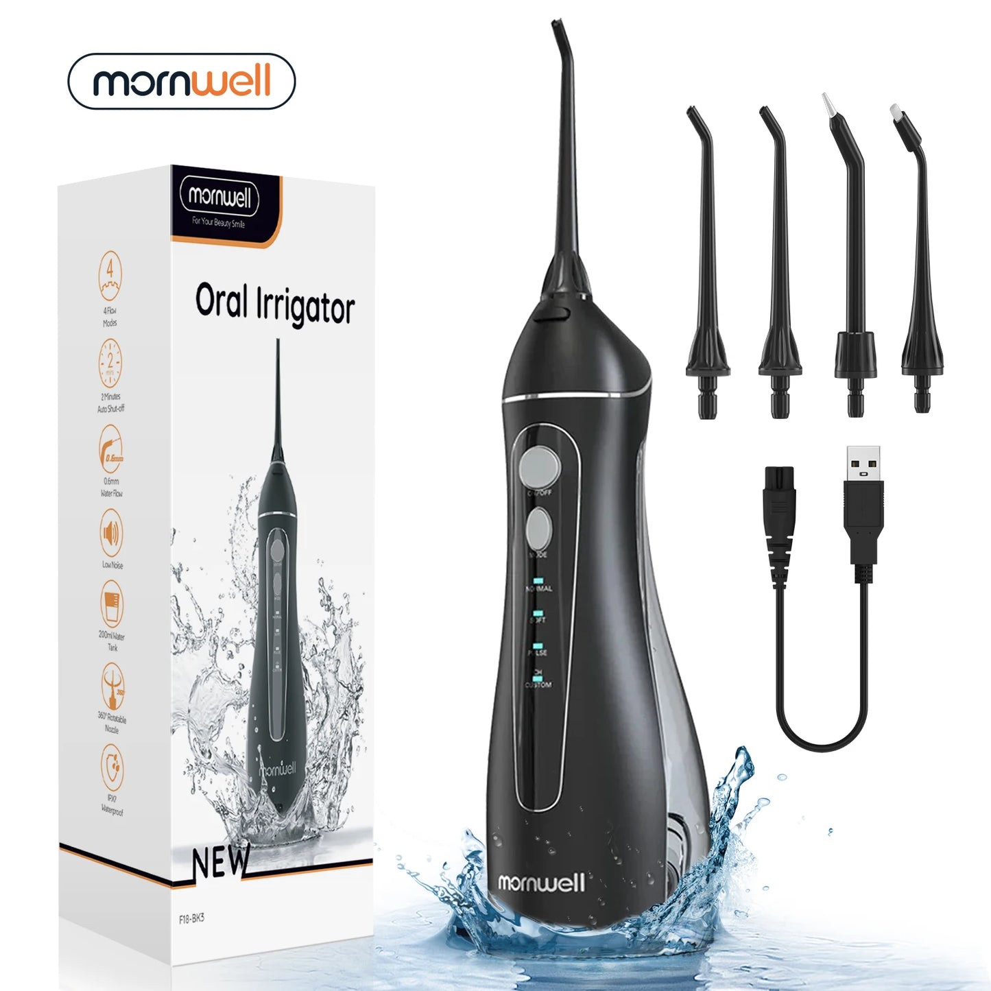 Irrigador Dental Portátil F18 – Limpieza Profunda y 4 Modos
