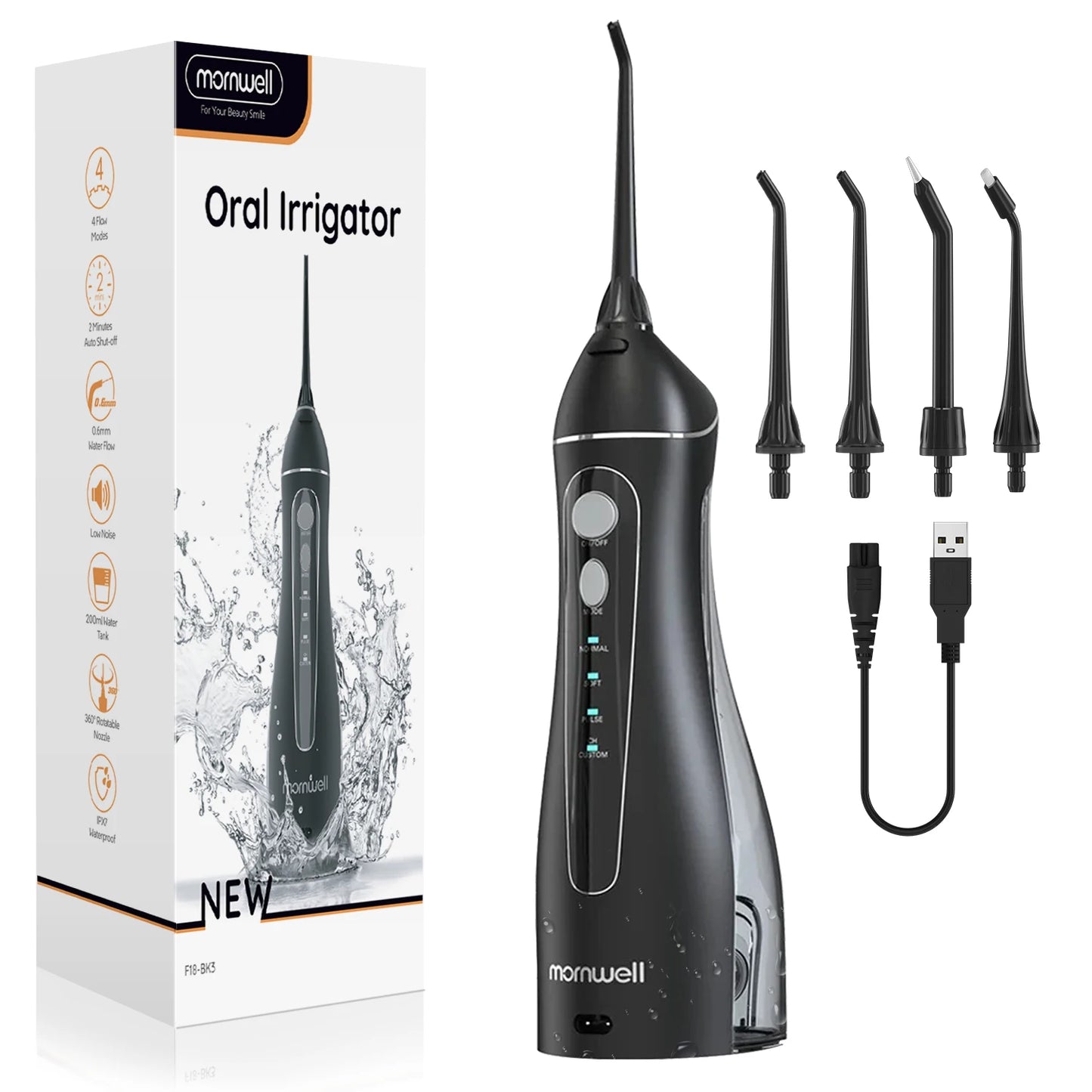 Irrigador Dental Portátil F18 – Limpieza Profunda y 4 Modos