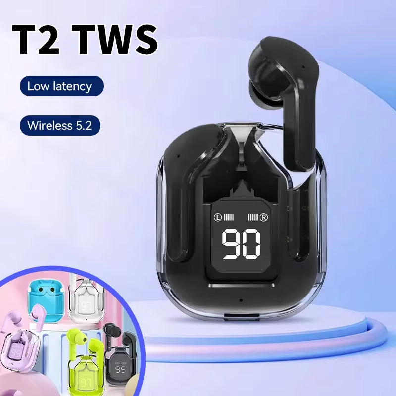 Audífonos Bluetooth T2 – Sonido Estéreo, Pantalla LED y Micrófono